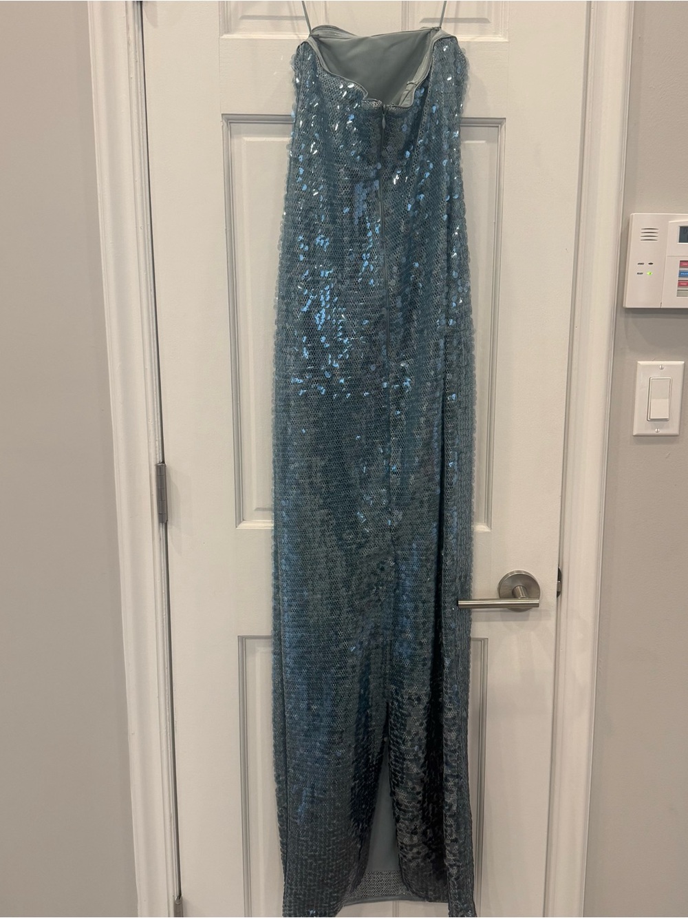 SIMKHAI Leilani Blue Sequin Strapless Gown - Picture 5 of 6